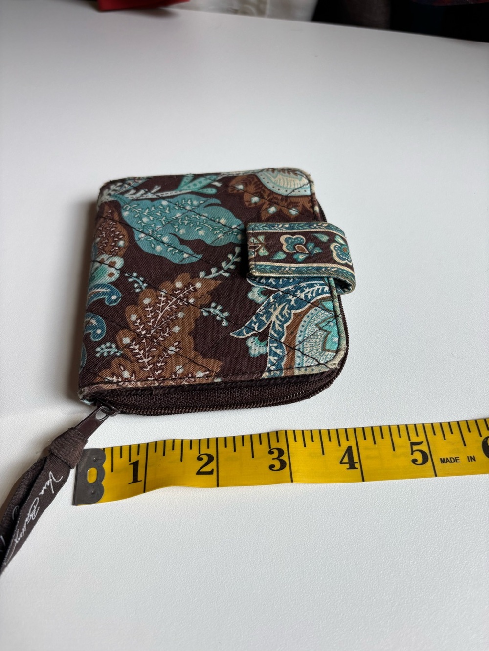 Vera Bradley Paisley Quilted Zip Wallet - Brown & Teal Accents - Picture 9 of 10